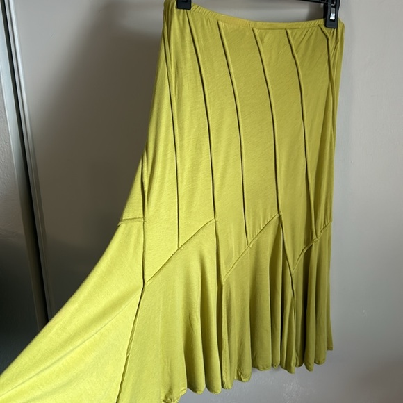 Lapis Dresses & Skirts - Lapis Women’s Luxe Jersey Knit Boho Inside Out Patchwork Seems Green Skirt
